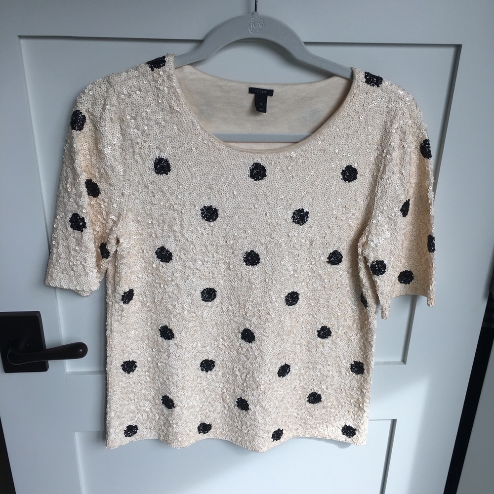 J. Crew sequin polka dot top